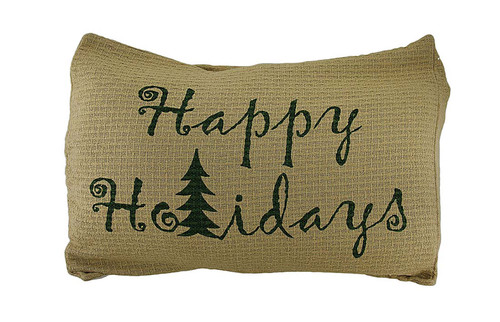 Evergreen Happy Holidays Woven Cotton Pillow Cover 14 X 18 in. Additional image