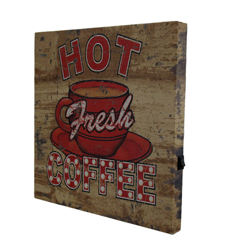 Hot Fresh LED Lighted Coffee Vintage Finish Canvas Wall Hanging Additional image