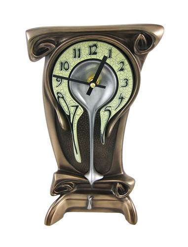 Bronze Finish Melting Mantel Clock Desk Table Dali Main image