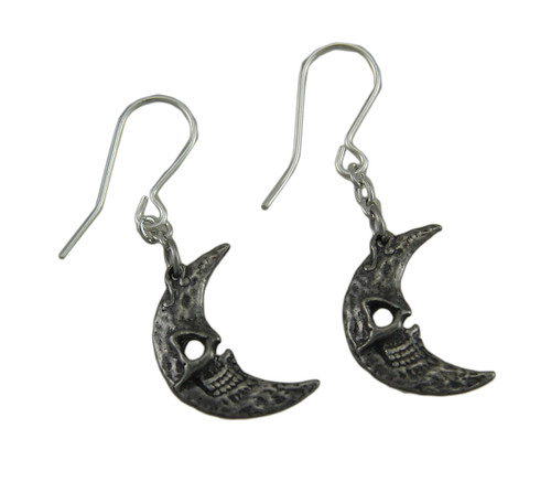 Alchemy Gothic Crescents Tragicomic Skeletal Moon Dangle Earrings Main image