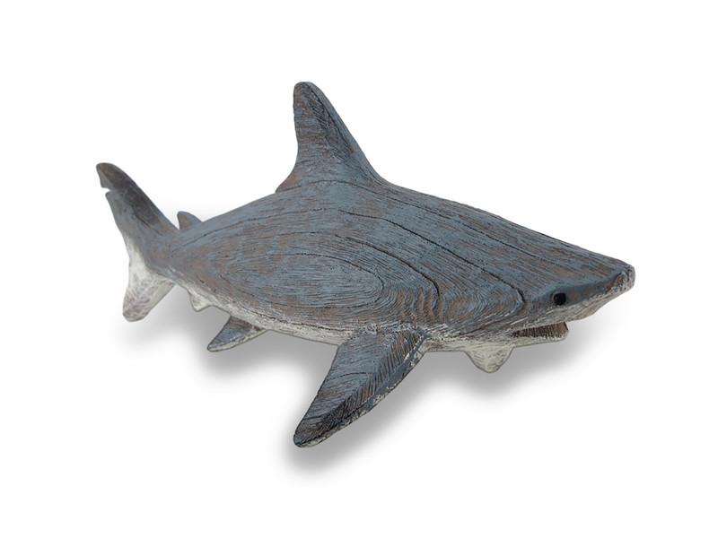 Gray Weathered Finish Wood Look Shark Statue Main image