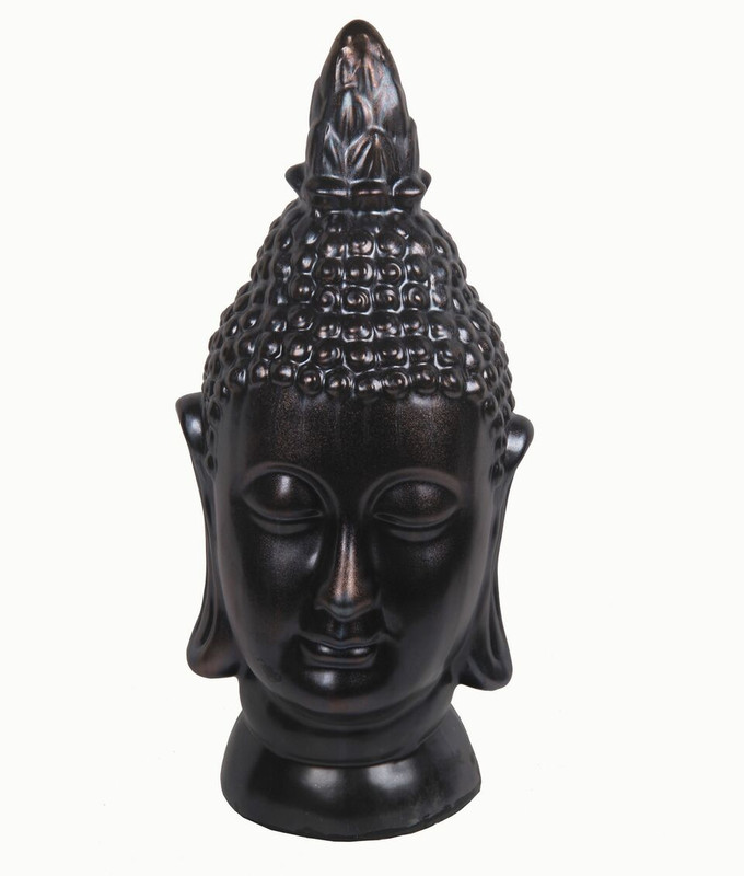 Antique Bronze Ceramic Buddha Head Statue 25 Inches Tall Main image