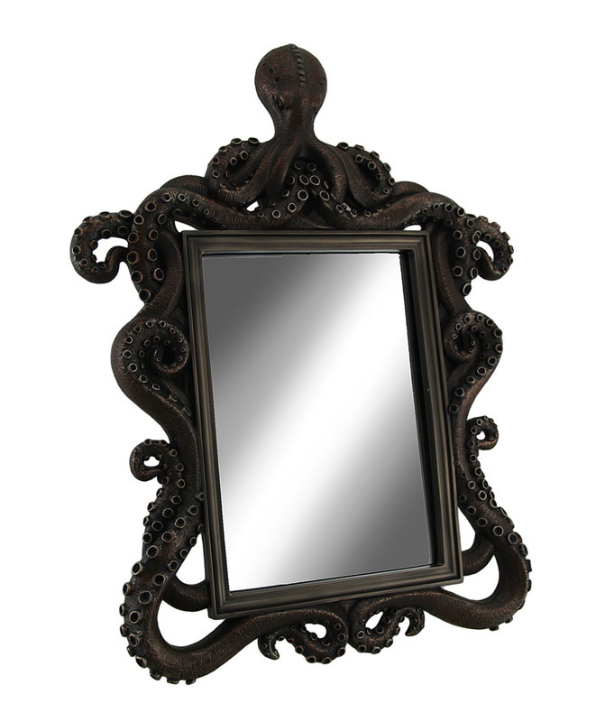 Coastal Reflections Decorative Octopus Framed Bronze Finish Table Mirror Main image