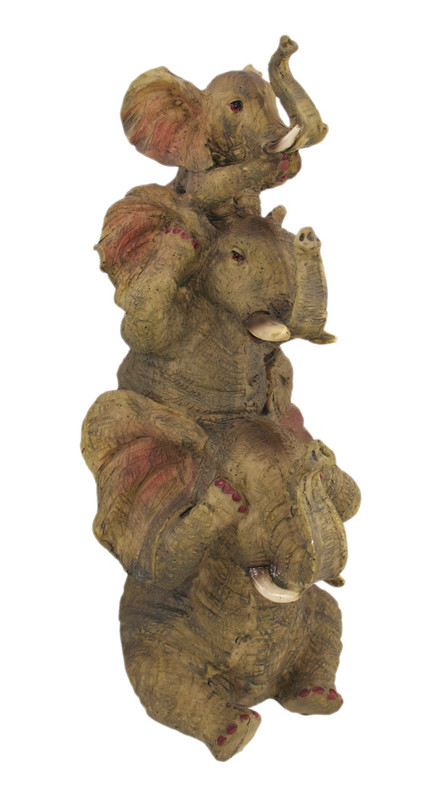Comical Stacked No Evil Elephant Trio Statue Main image