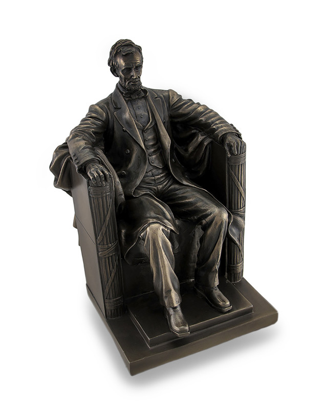 Seated Abraham Lincoln Bronzed Historical Sculptural Statue Main image