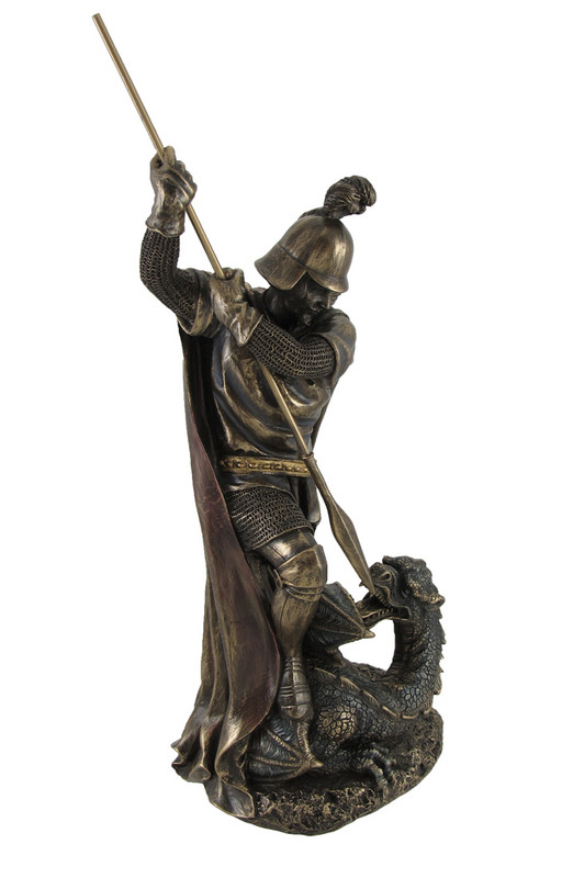 Bronzed Standing St. George Slaying Dragon Statue Main image