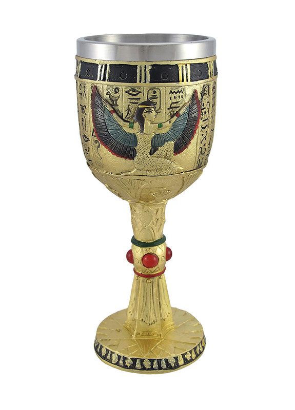 Egyptian Winged Isis Golden Wine Goblet 6 oz. Main image