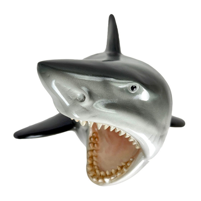 16 inch Great White Shark Head Wall Mount Trophy Resin Ocean Nautical Decor Main image