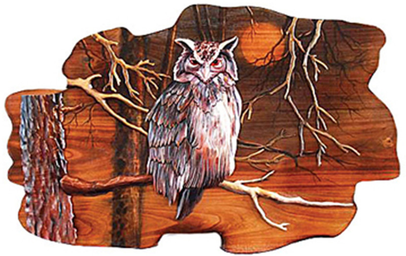 Owl Hand Crafted Intarsia Wood Art Wall Hanging 23 X 15 X 2.5 Inches Main image