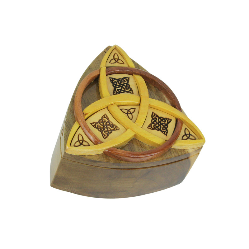 Triquetra Celtic Knots Hand Crafted Wooden Trinket/Puzzle Box Main image