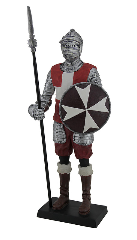 Knight of Malta Guard Holding Pike and Maltese Cross Shield Statue Main image