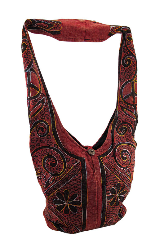Colorful Embroidered Swirls And Floral Print Cotton Cross Body Bag Main image