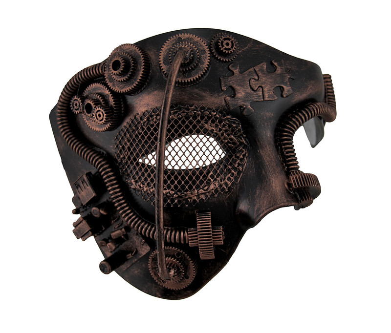 Metallic Steampunk Phantom Half Face Masquerade Mask Main image