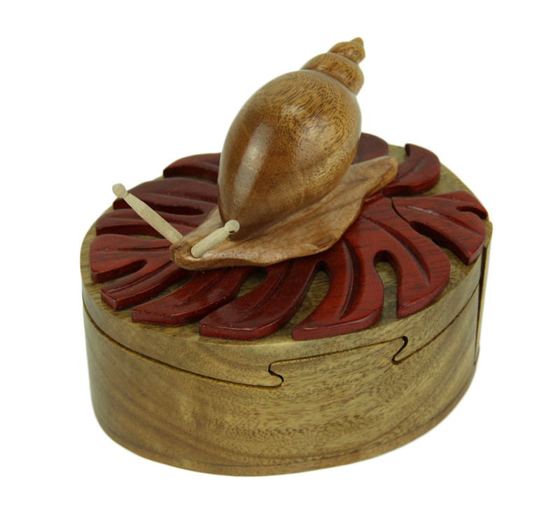 Hand Crafted Wood 3D Snail Puzzle Trinket Box Main image