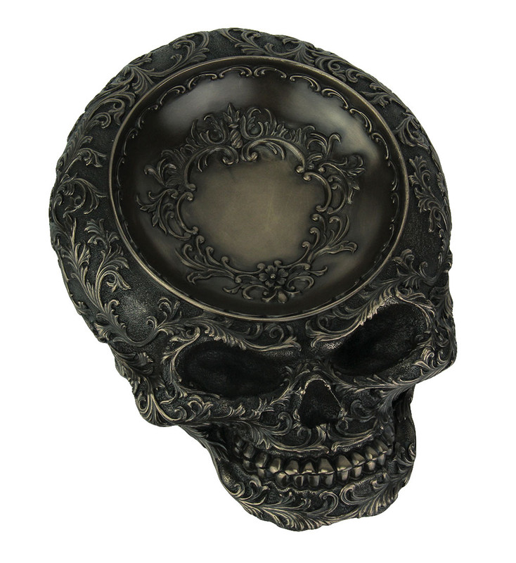 Antiqued Bronze Finish Human Skull Decorative Dish Main image