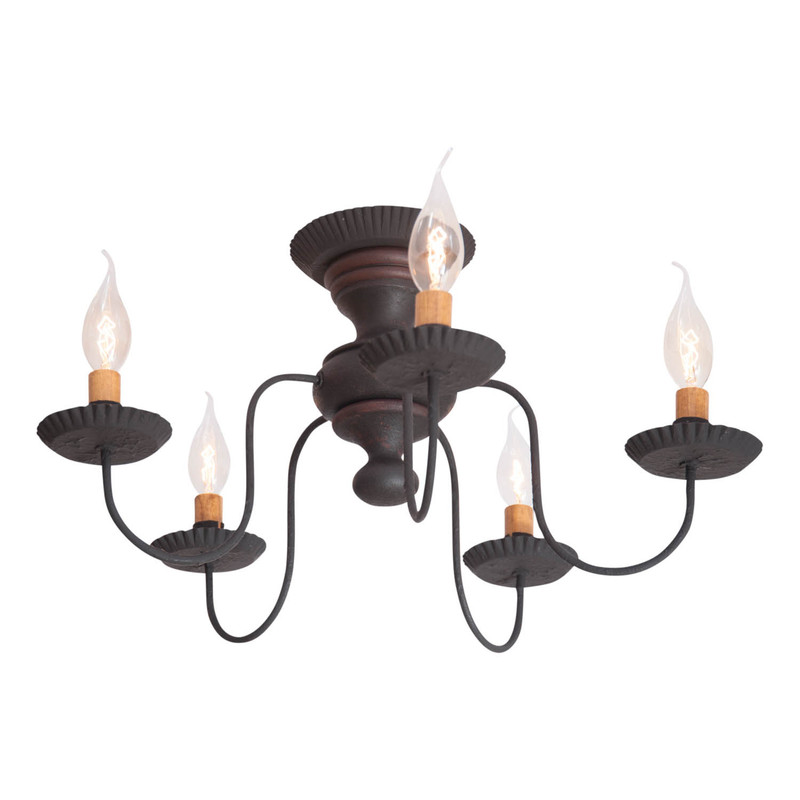 Irvin's Country Tinware Thorndale Ceiling Light in Hartford Black with Red Main image