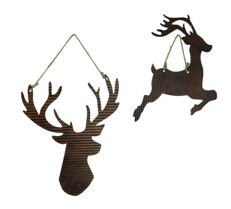 Rusty Galvanized Metal Deer Silhouette Hanging Ornament Set Main image
