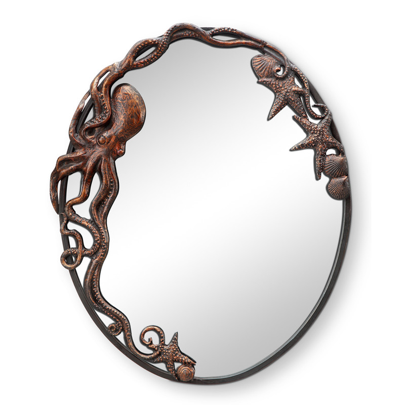 SPI Cast Iron Octopus Oval Wall Mirror Main image