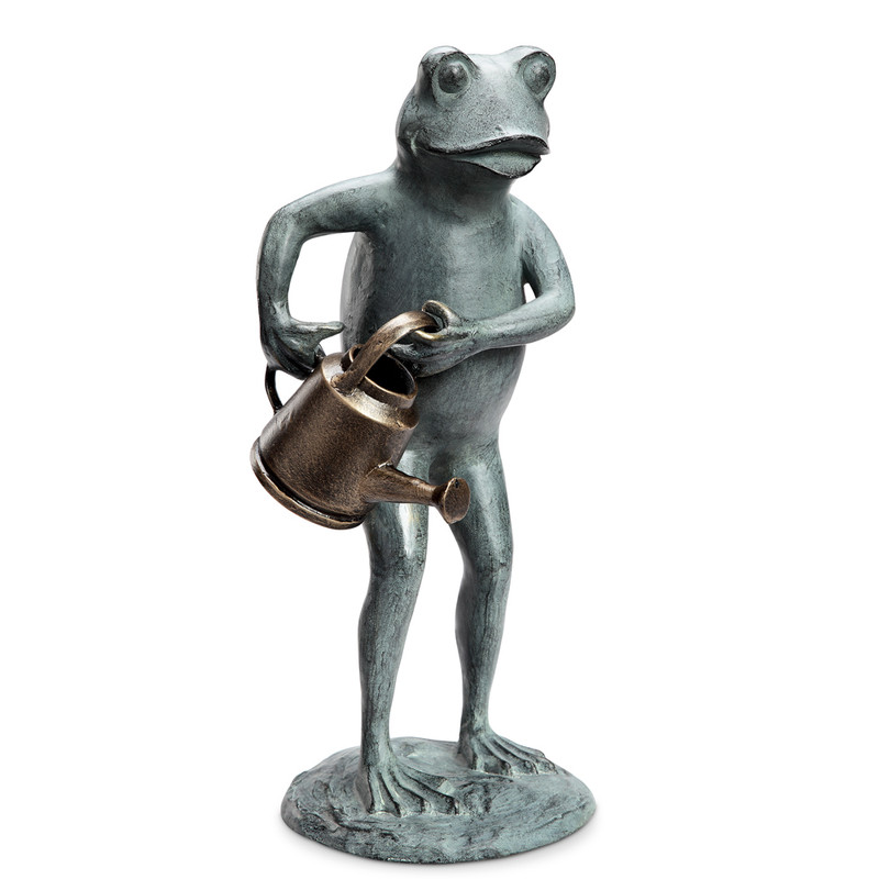 SPI Aluminum Frog with Watering Can Garden Sculpture Main image