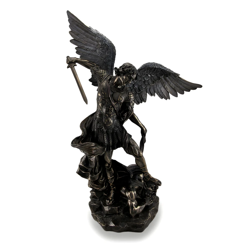 Saint Michael Slays Lucifer Bronzed Sculptured Statue 31 in. Main image