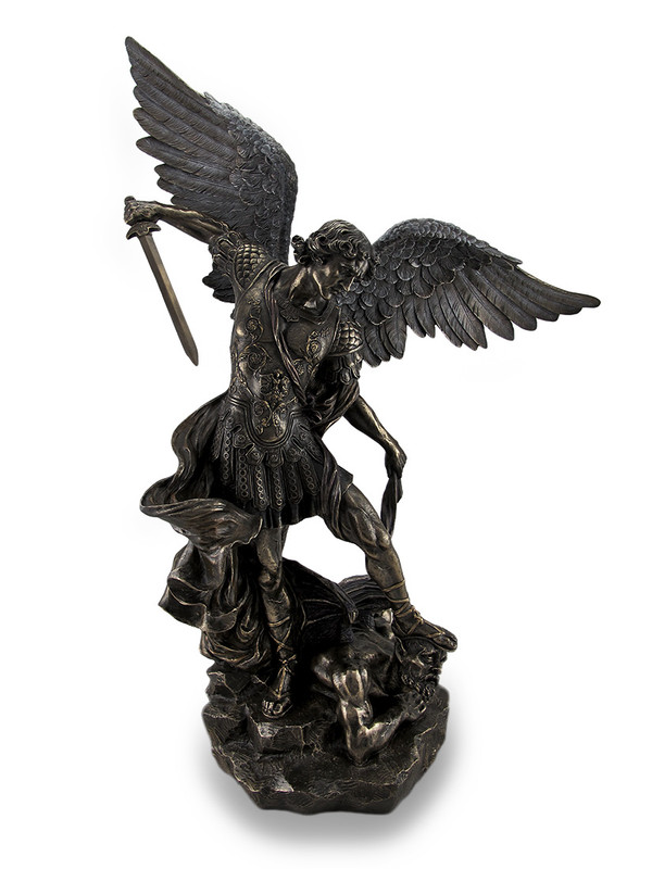 Saint Michael Slays Lucifer Bronzed Sculptured Statue 31 in. Main image