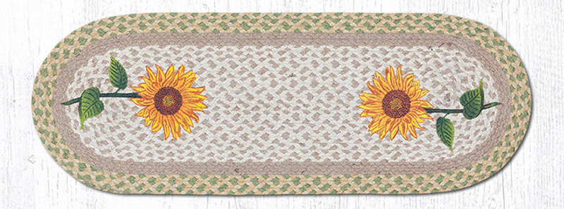 Earth Rugs OP-529 Tall Sunflowers Oval Patch Runner 13" x 36" Main image