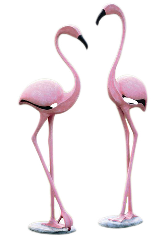 Aluminum Pink Flamingo Pair Sculpture Indoor / Outdoor Main image