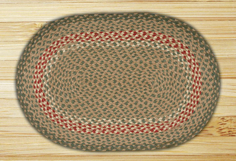 Earth Rugs C-09 Green / Burgundy Oval Braided Rug 5 Feet x 8 Feet Main image