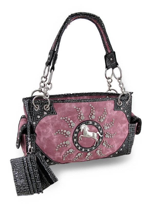 Western Horse Rhinestone Sunburst Studded Concealed Carry Handbag Main image