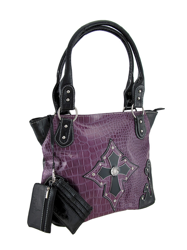 Enamel Cross Concealed Carry Purse w/Detachable Coin and ID Holders Main image