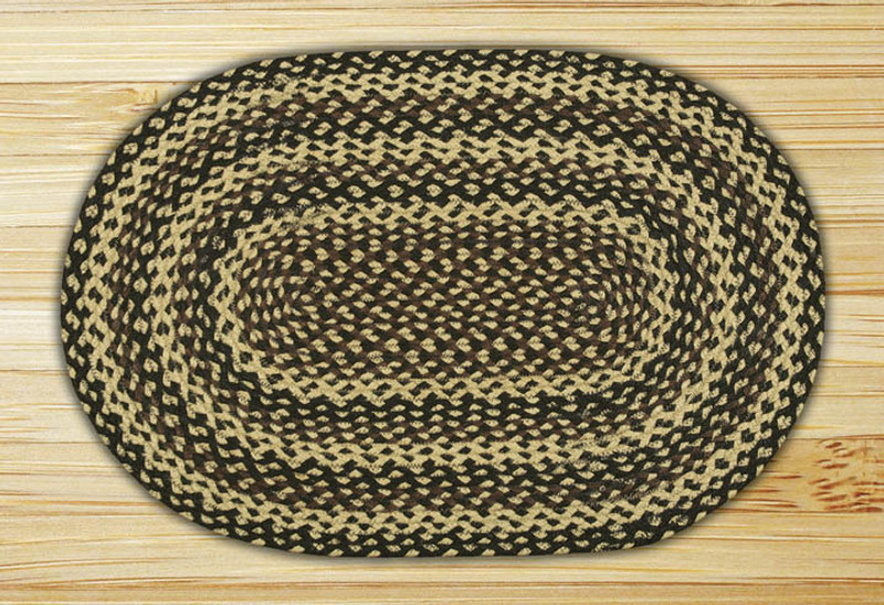 Earth Rugs C-123 Ebony / Ivory / Chocolate Oval Braided Rug 5 Feet x 8 Feet Main image