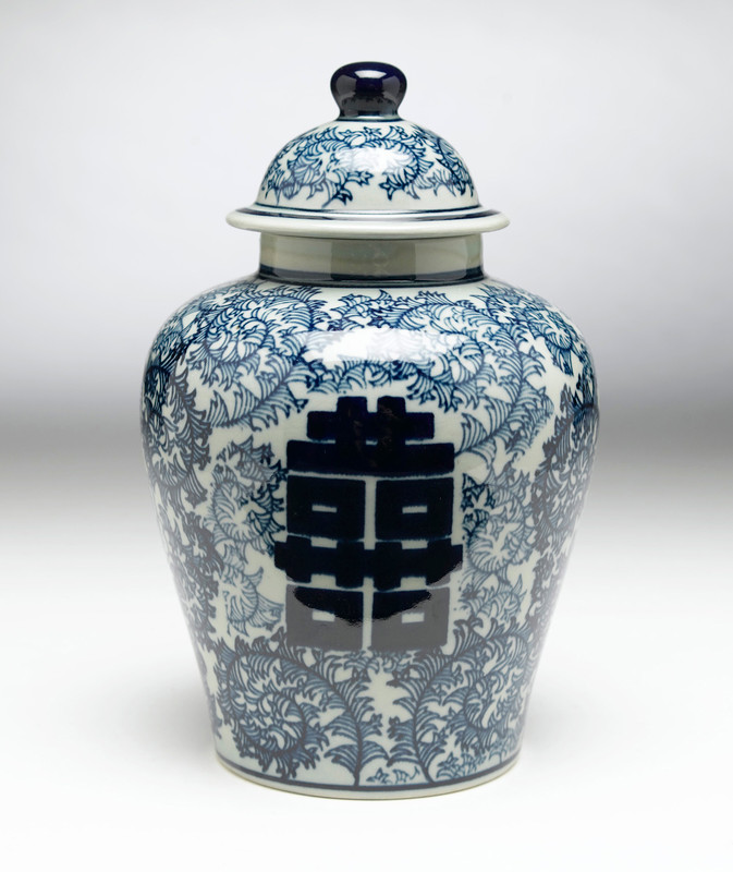 AA Importing 59730 Antiqued Pale Green And Blue Ginger Jar With Lid Main image