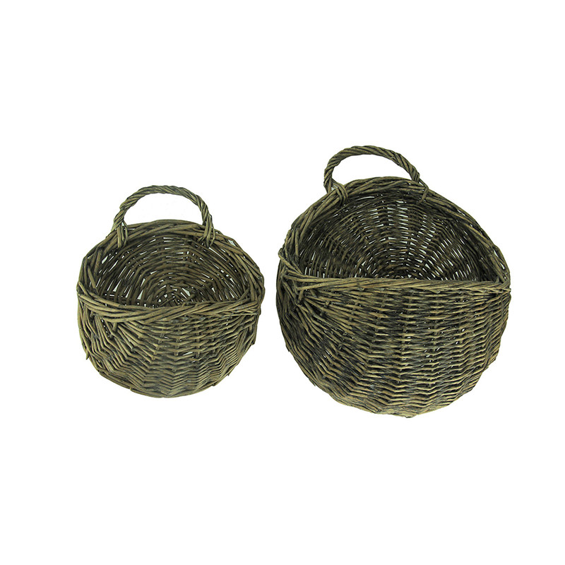 Rustic Round Woven Wicker Wall Basket Set of 2 Main image