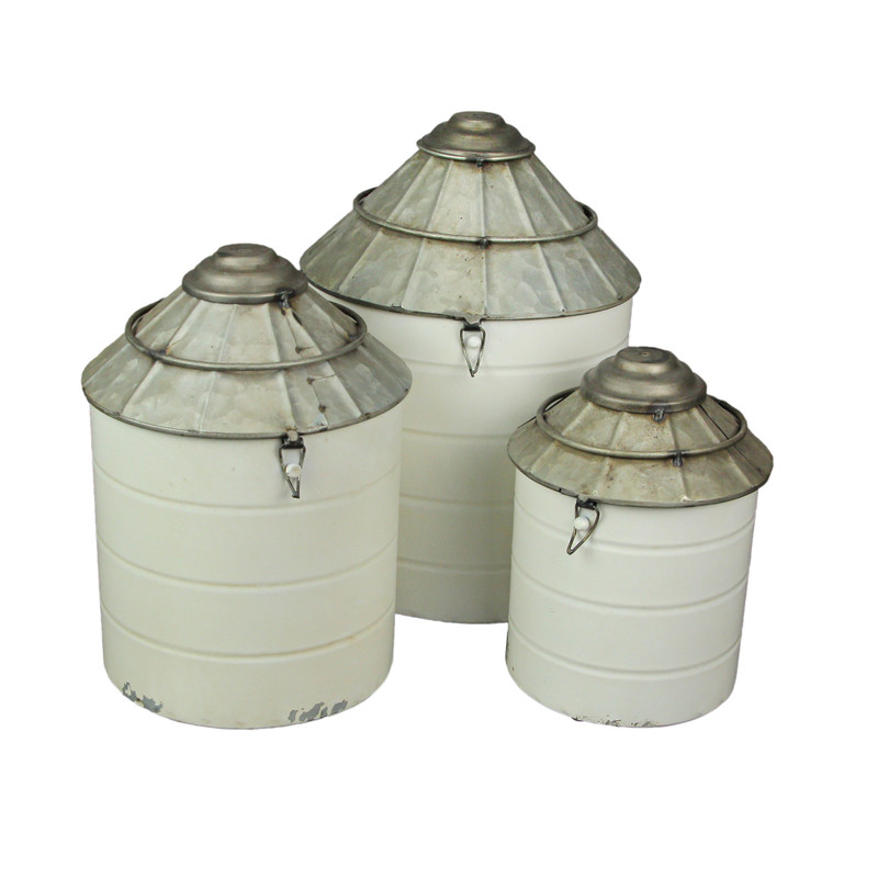 Vintage Farmhouse Tin Silo Canister Set of 3 Main image