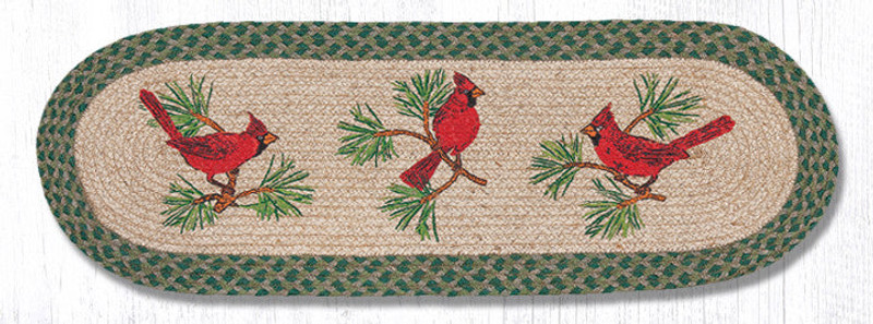 Earth Rugs OP-365 Cardinals Oval Table Runner 13" x 36" Main image