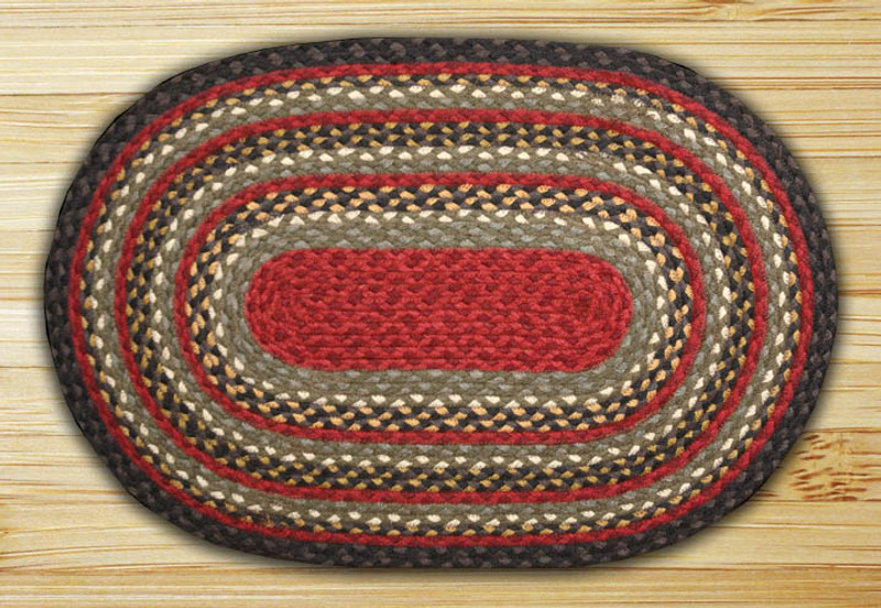 Earth Rugs C-338 Burgundy / Olive / Charcoal Oval Braided Rug 5 Feet x 8 Feet Main image