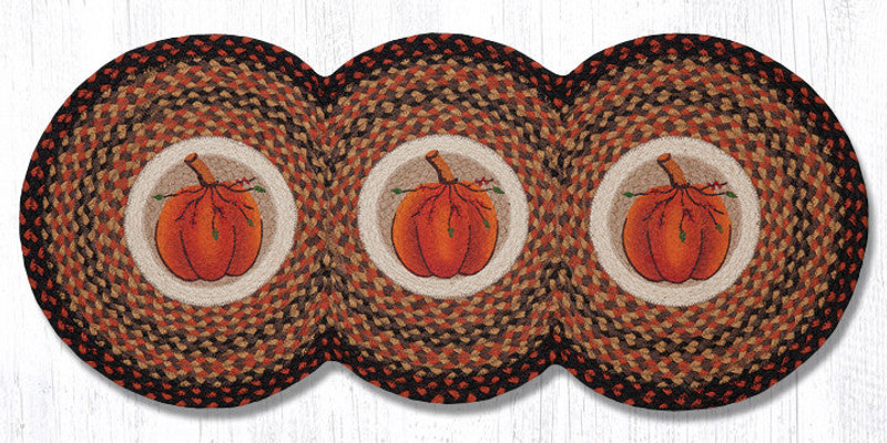 Earth Rugs TCP-222 Harvest Pumpkin Printed Tri Circle Runner 15" x 36" Main image