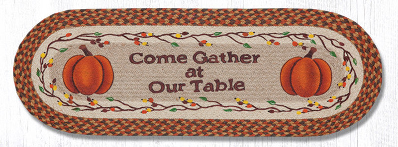 Earth Rugs OP-222 Come Gather at Our Table Oval Patch Runner 13" x 36" Main image