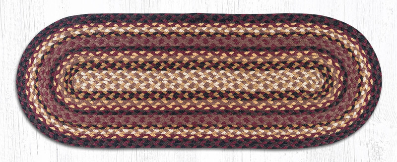 Earth Rugs C-371 Black Cherry / Chocolate / Cream Jute Table Runner 13" x 36" Main image