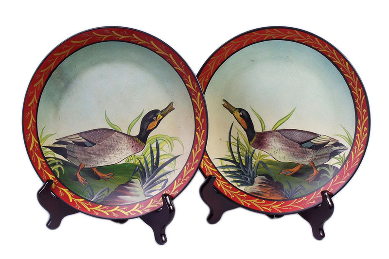 Pair of 10 Inch Diameter Ceramic Duck Decorative Plates Main image