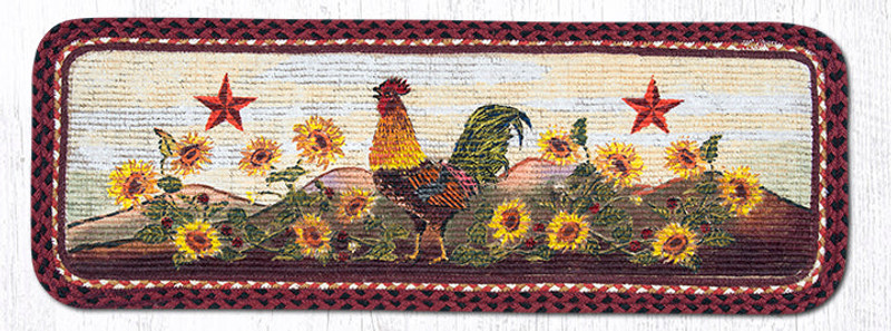 Earth Rugs WW-391 Morning Rooster Wicker Weave Table Runner 13" x 36" Main image