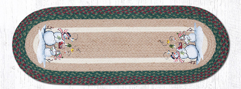 Earth Rugs OP-508 Birdhouse Snowman Oval Patch Runner 13" x 36" Main image