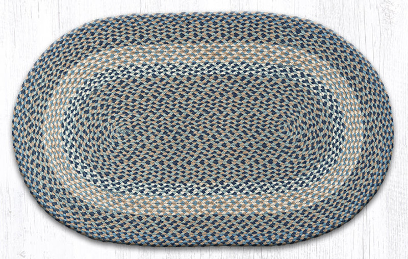 Earth Rugs C-05 Blue / Natural Oval Braided Rug 27" x 45" Main image