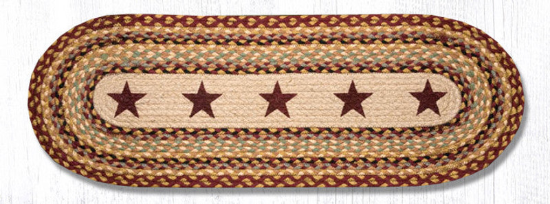 Earth Rugs OP-357 Burgundy Stars Oval Patch Runner 13" x 36" Main image