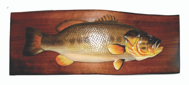 Bass Hand Crafted Intarsia Wood Art Wall Hanging 24 X 11 X 2.5 Inches Main image
