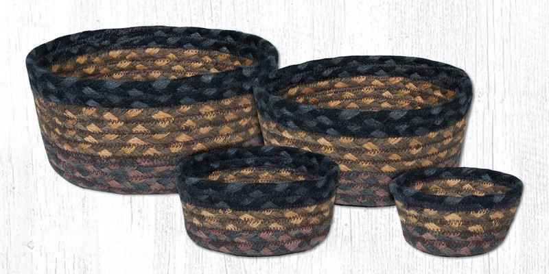 Earth Rugs CB-99 Brown / Black / Charcoal Casserole Baskets Set of 4 Main image