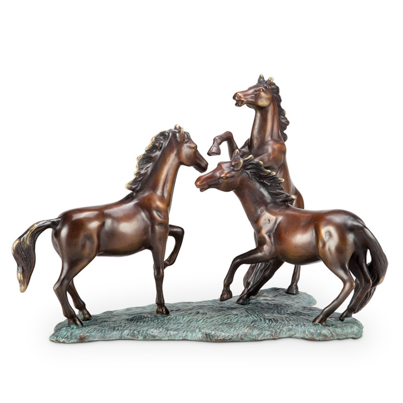 Prairie Dance Frolicking Horse Trio Brass Statue Main image