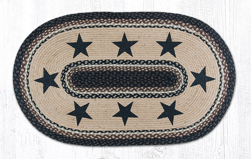 Earth Rugs OP-313 Black Stars Oval Patch 27 Inch X 45 Inch Main image