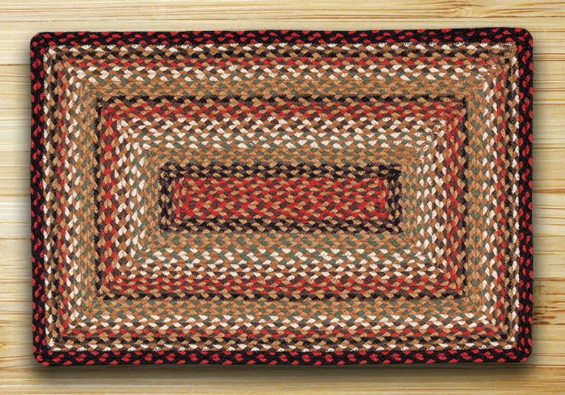 Earth Rugs RC-319 Burgundy / Mustard / Ivory Rectangle Braided Rug 4 x 6 Feet Main image