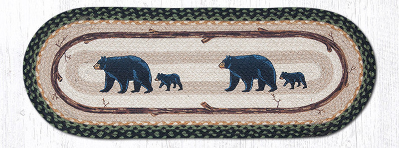 Earth Rugs OP-116 Mama & Baby Bear Oval Patch Runner 13" x 36" Main image